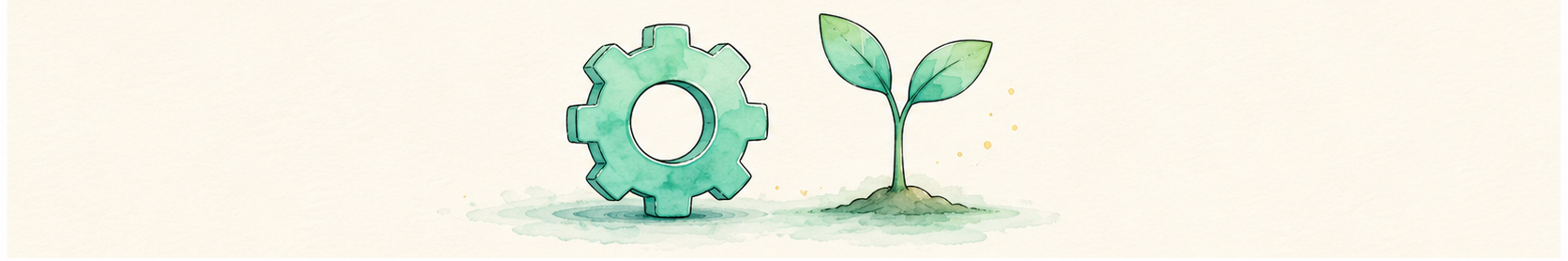 a gear beside a growing sprout representing two ways to secure a network
